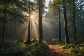 Obraz premium Beautiful morning in the forest