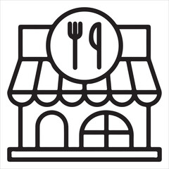 Restaurant Building Icon - Modern Dine-In Establishment - White BG EPS 10