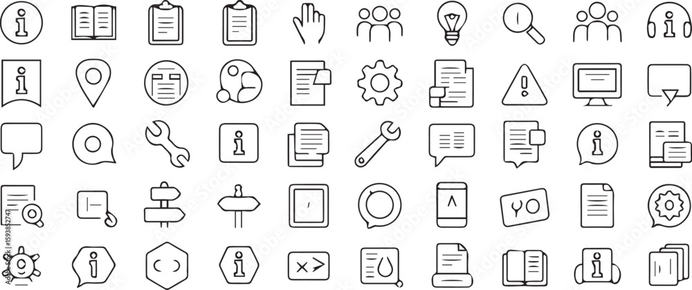 Fototapete Information icons and symbols for digital interfaces and communication vector