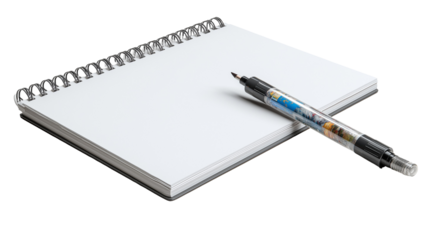 Spiral notebook with orange marker on top