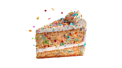 Slice of cake with confetti sprinkles