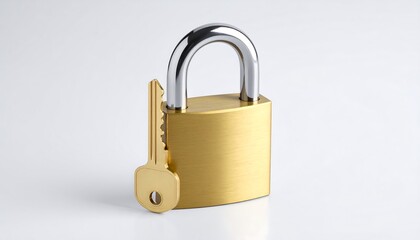 Naklejka premium Golden padlock with key