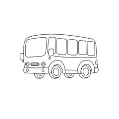 Cartoon Bus Line Art Illustration