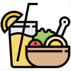 Balanced Dinner Plate Icon - Protein, Veggies & Whole Grains - White BG EPS 10