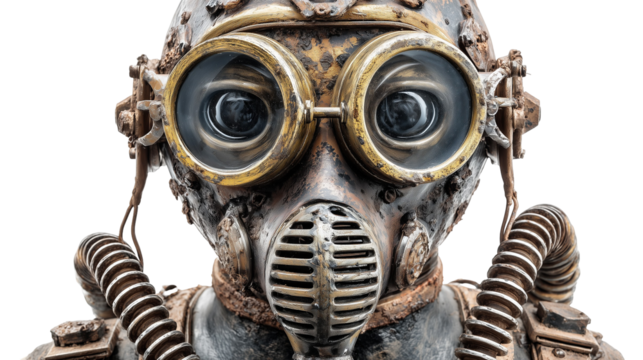 Steampunk diving suit with yellow accents