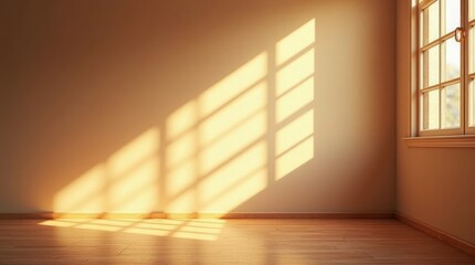 Warm Sunlight Streaming Through Window in Empty Room