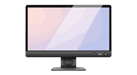 Fototapeta premium Close up of a modern computer monitor with a colorful screen and a sleek black frame and stand design on transparent background