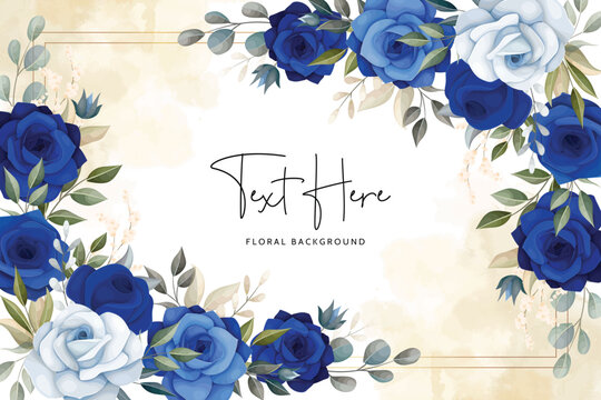 Elegant Blue Rose Floral Arrangement Background for Invitations and Greetings