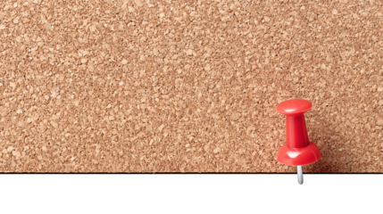 Corkboard with a single red pushpin