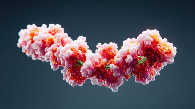 Molecular structure visualization showcasing protein ligand interactions with vibrant colors and intricate details, emphasizing complexity of biological systems