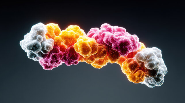 Molecular structure visualization showcasing vibrant colors and intricate details, representing protein ligand interactions scientific context. This captures essence of molecular docking