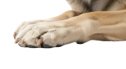 Close up of a dog s paws isolated on transparent background