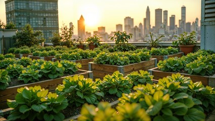 Fototapeta premium Urban Oasis: Sustainable Rooftop Garden