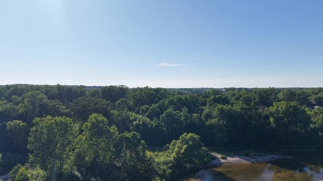 Aerial Vertical Fly Over Grand River Ontario Canada Brantford