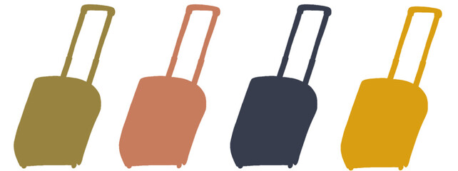 キャリー　旅行　趣味　イラスト　黄土色　オレンジ　黒　黄色　4セット　シークレット　色違い