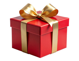 3D Red Gift Box with Golden Ribbon and Shadow