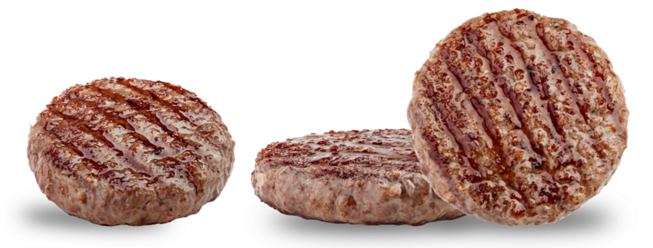 burger patties isolated on transparent background, grilled beef cutlets - Powered by Adobe