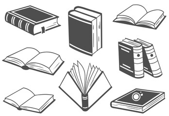 silhouette Open black book side perspective drawing icons minimal back book notebook on the upside down outline laying © RABBI