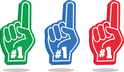 1. Number one. Fan foam finger. Vector illustration