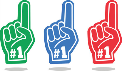 1. Number one. Fan foam finger. Vector illustration