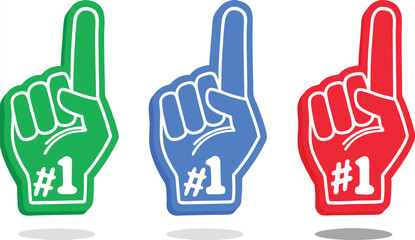 1. Number one. Fan foam finger. Vector illustration