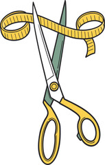 Engraving scissors and measurement tape