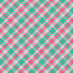 Christmas tartan seamless pattern.Checkered plaid with twill weave repeat pattern in green and pink. Geometric graphic vector illustration background design for fabric and prints.
