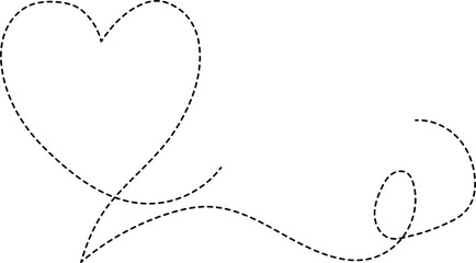 Line dash drawing of heart. Element for love