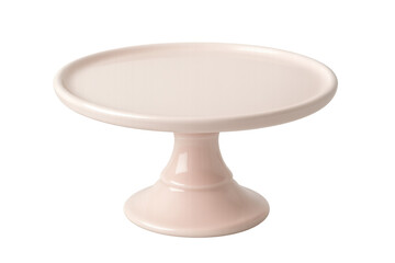 Pink ceramic cake stand, elevating delicate desserts against clean white backdrop