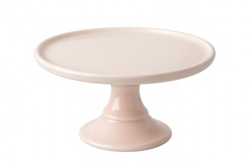 Pink ceramic cake stand, elevating delicate desserts against clean white backdrop