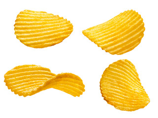 'potato chips isolated on transparent background'
