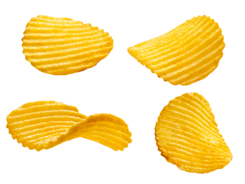 'potato chips isolated on transparent background'