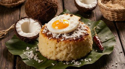 Bibingka Filipino Coconut Rice Cake on Banana Leaf