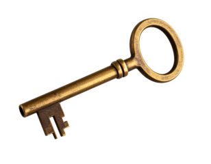 Floating Vintage Key with Shadow 