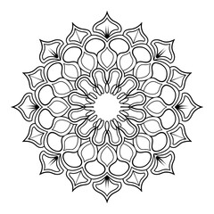 A black and white mandala illustration line art of a coloring page