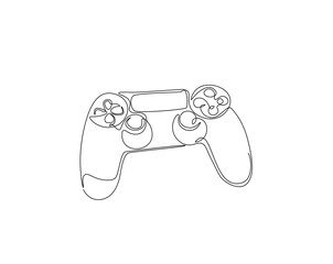 Game Joysticks  outline drawing illustration. one continuous line drawing of Game console controler.