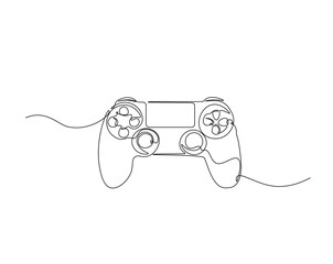 Game Joysticks  outline drawing illustration. one continuous line drawing of Game console controler. © mojoduwur