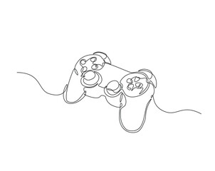 Game Joysticks  outline drawing illustration. one continuous line drawing of Game console controler.