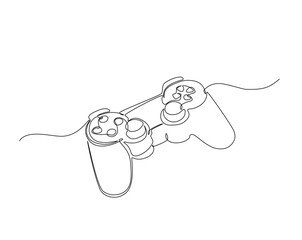 Obraz premium Game Joysticks outline drawing illustration. one continuous line drawing of Game console controler.