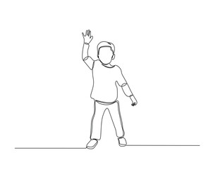 Kids expresion, boy character outline drawing illustration. one continuous line drawing of boy character.