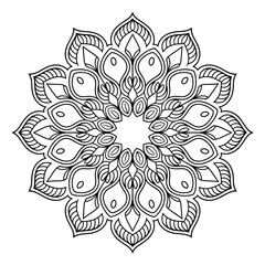 A black and white mandala illustration line art of a coloring page