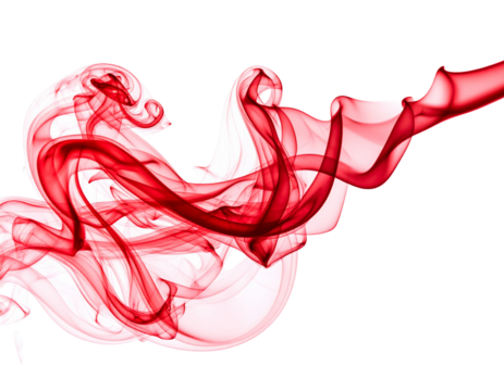 Dynamic Red Smoke Trail Twisting Mid-Air 