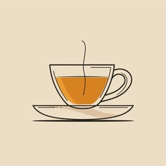 Elegant Tea Cup with Tea Bag on Simple Background for Relaxation