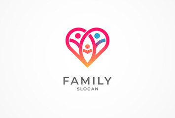 People logo design, people with a heart combination symbol of family, people logo design template, vector illustration