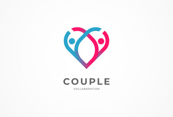 People logo design, people form a heart symbol of couple, people logo design template, vector illustration