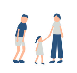 夏を過ごす家族のイラスト