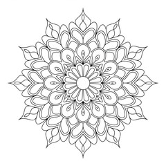 A black and white mandala illustration line art of a coloring page