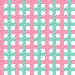 Gingham seamless pattern in green red white.Checkered tartan plaid with twill weave repeat pattern for Christmas.Geometric vector illustration background wallpaper texture for fabric and prints.