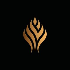 Elegant Golden Flame Design on Black Background for Creative Projects