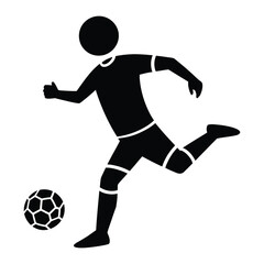 Football Player Kicking Ball Silhouette: Soccer, Sport, and Athletic Icon Design